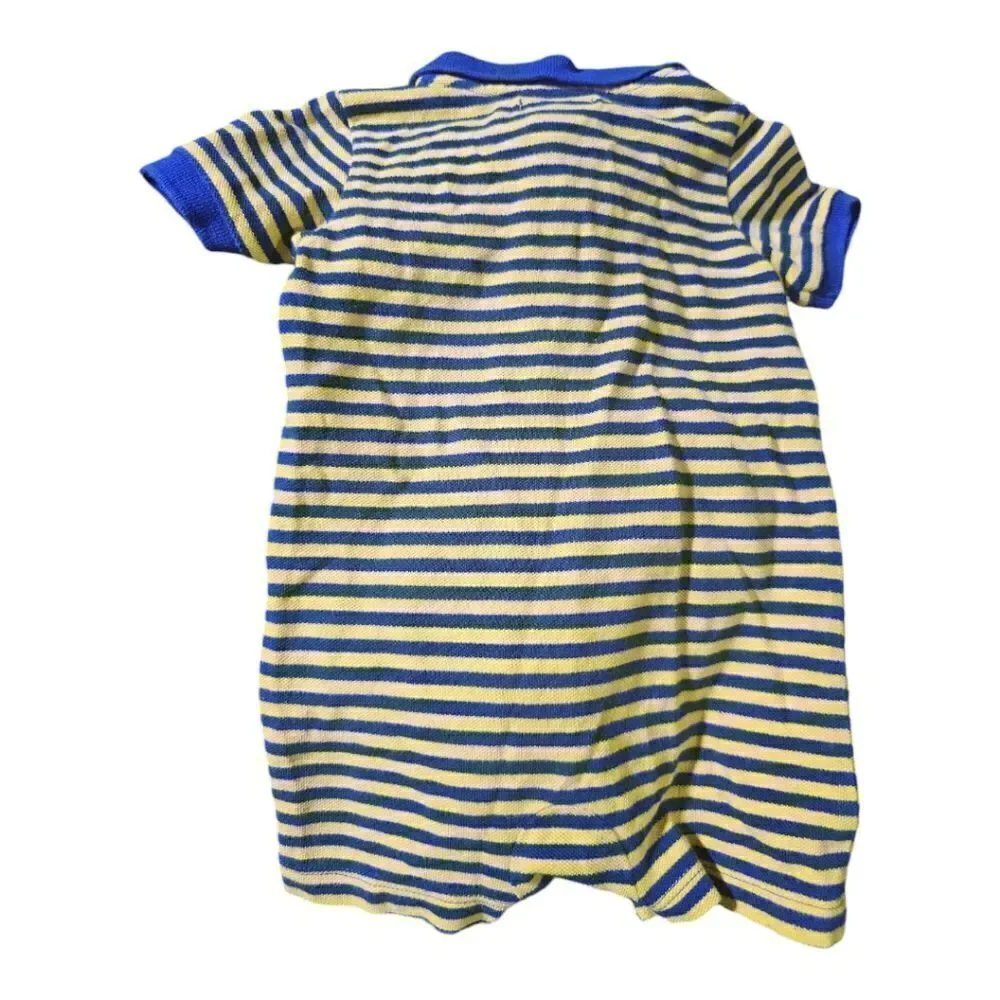 RALPH LAUREN Big‎ Pony Striped Shortall Onesie - Size 6 Months